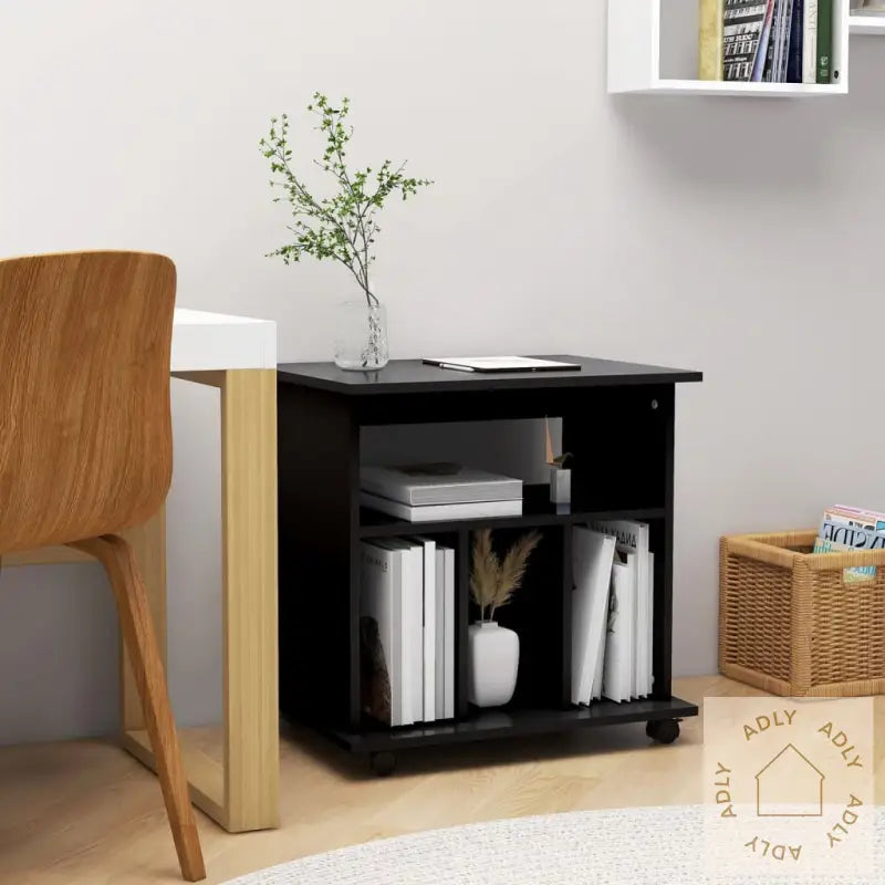 Rulleskap Svart 60X45X60 Cm Konstruert Tre