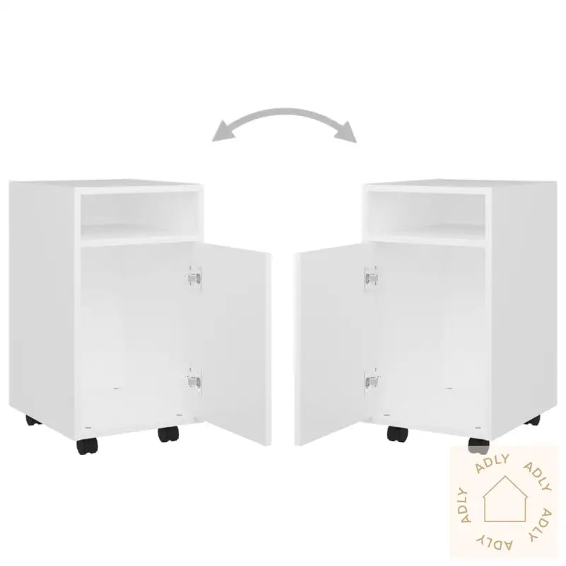 Sideskap Med Hjul Hvit 33X38X60 Cm Konstruert Tre