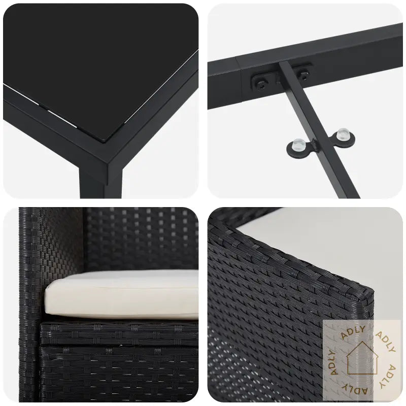 3-Delt Hage Spisestolsett Svart Poly Rattan