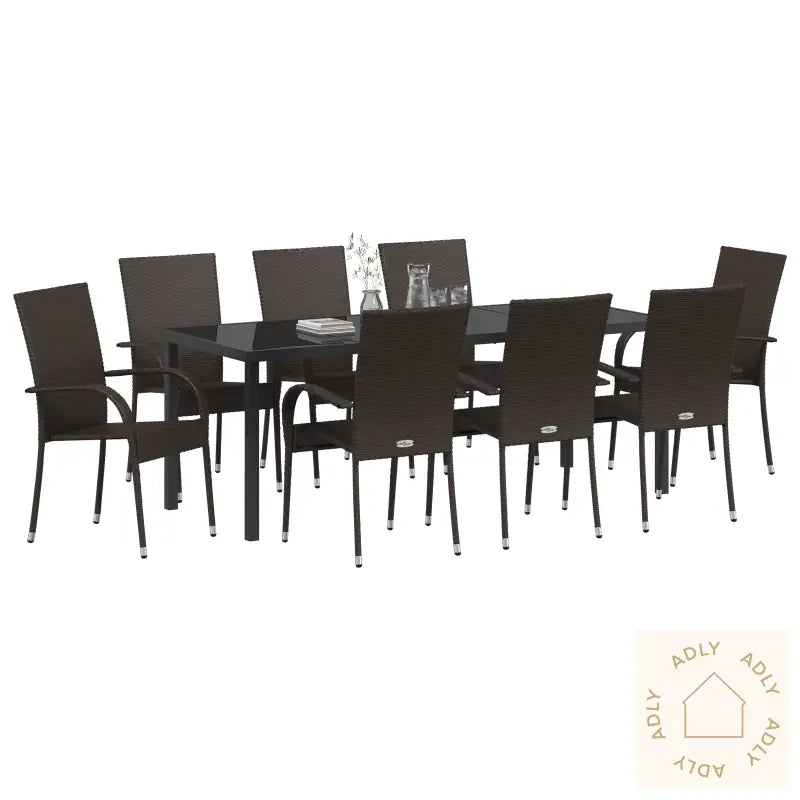 5 Delers Hage Spisegruppe Brun Poly Rattan