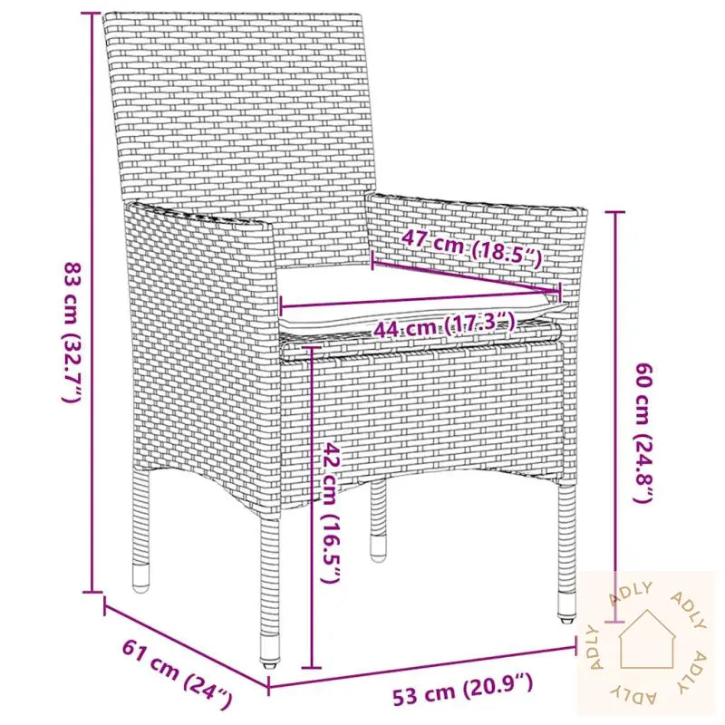 5-Delt Hagesett Med Puter, Beige Poly Rattan