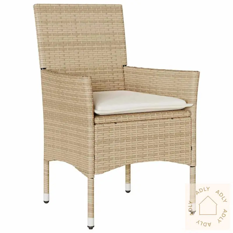 5-Delt Hagesett Med Puter, Beige Poly Rattan