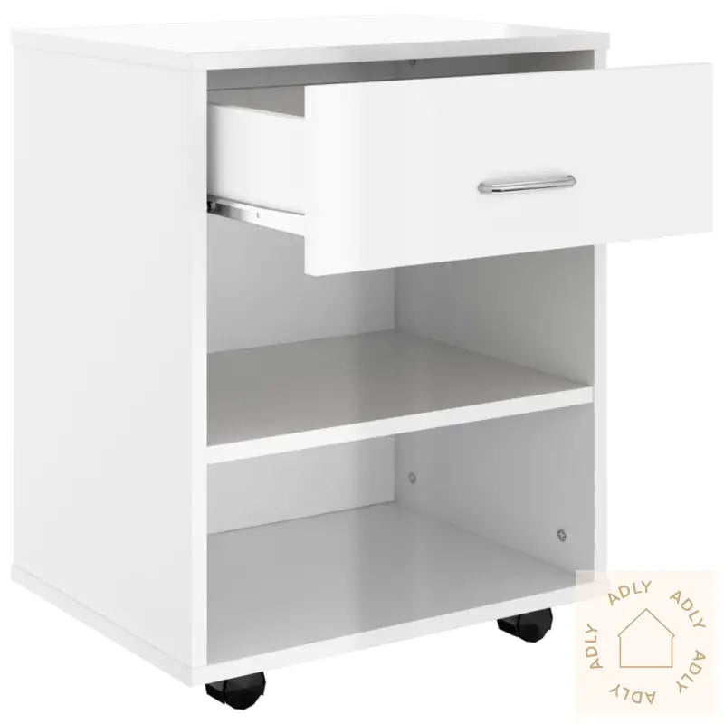 Rulleskap Høyglans Hvit 46X36X59 Cm Konstruert Tre