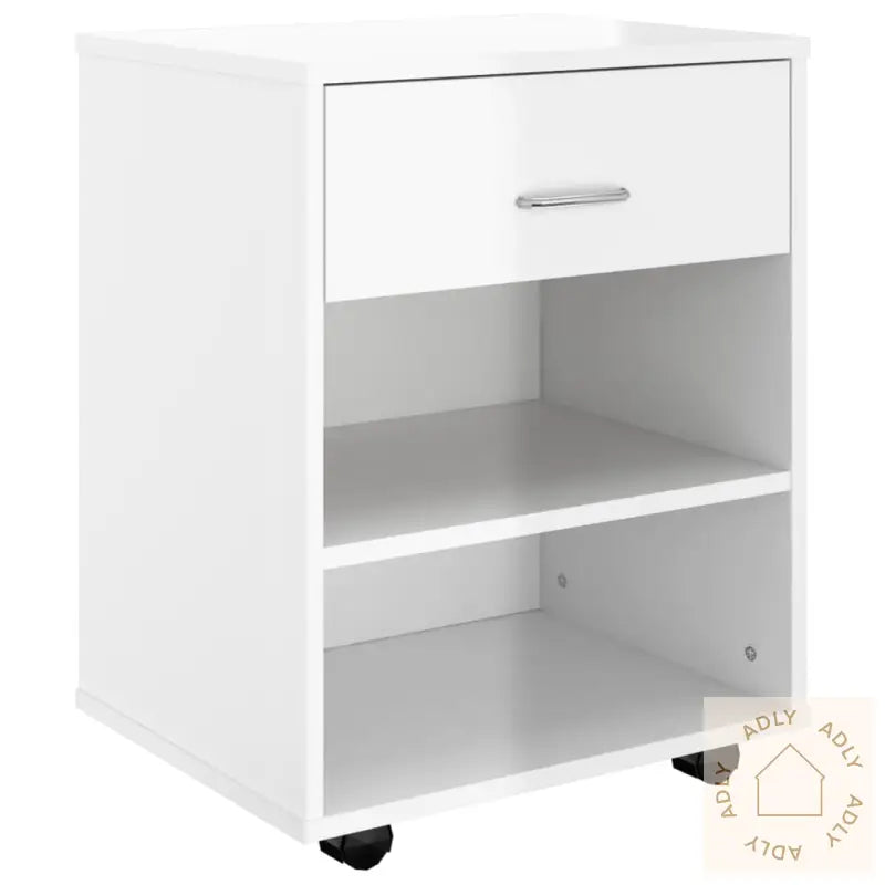 Rulleskap Høyglans Hvit 46X36X59 Cm Konstruert Tre