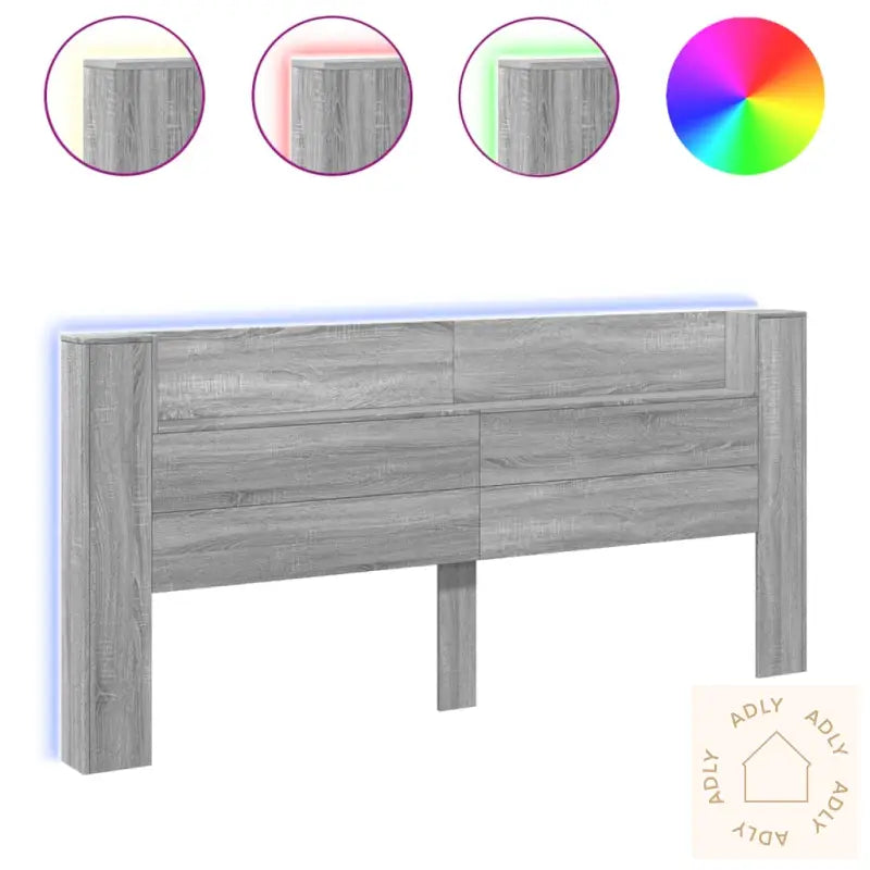 Hodegavl Skap Med Led Grå Sonoma 220X16,5X103,5 Cm