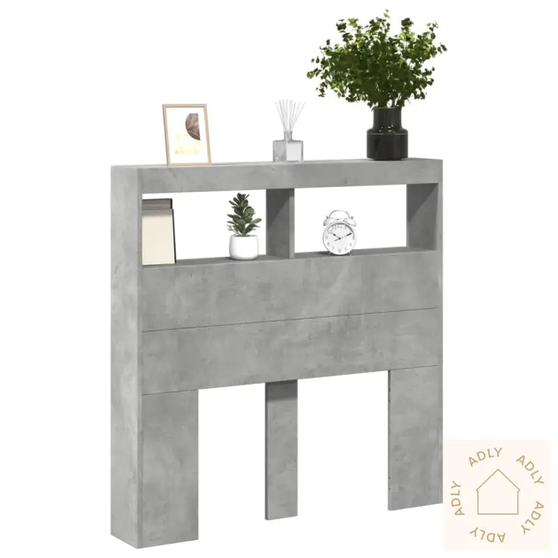 Hodegavl Skap Med Led Betonggrå 100X17X102 Cm
