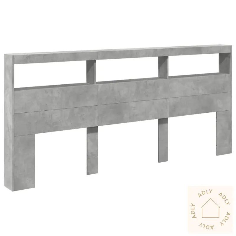 Hodegavl Skap Med Led Betonggrå 220X17X102 Cm