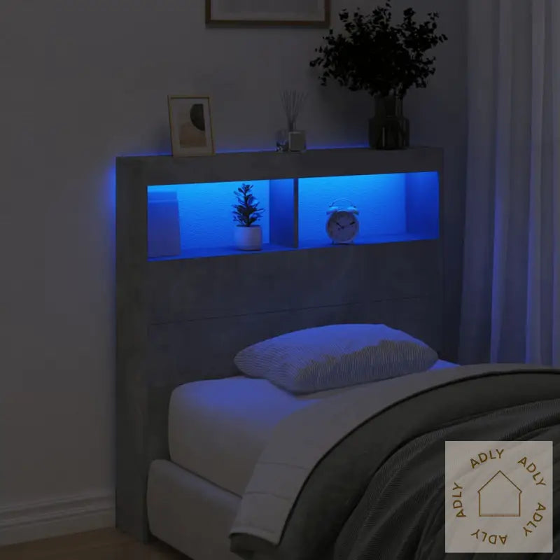 Hodegavl Skap Med Led Betonggrå 100X17X102 Cm