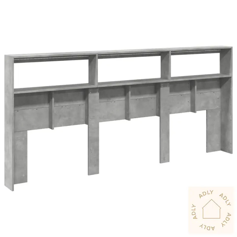 Hodegavl Skap Med Led Betonggrå 220X17X102 Cm