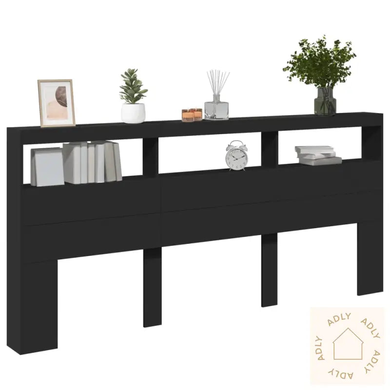 Hodegavl Skap Med Led Svart 220X17X102 Cm