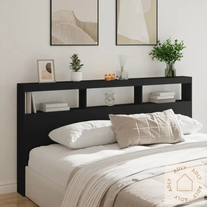 Hodegavl Skap Med Led Svart 200X17X102 Cm