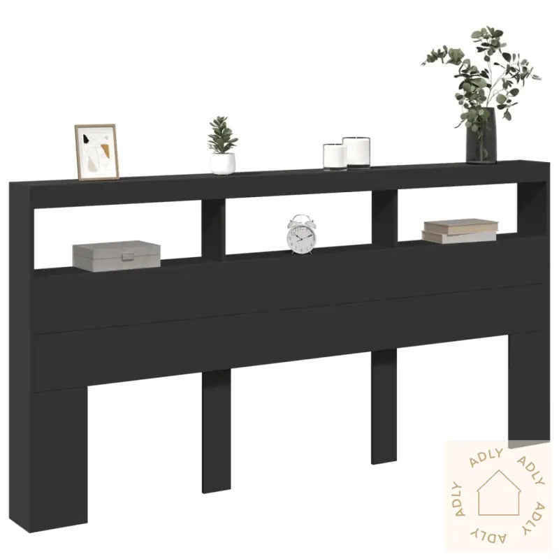 Hodegavl Skap Med Led Svart 200X17X102 Cm
