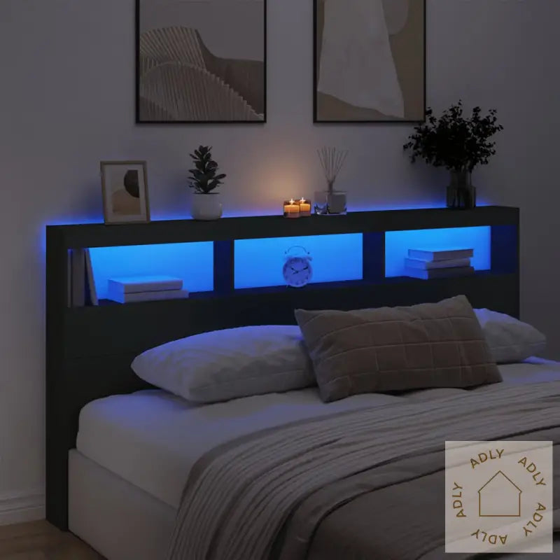 Hodegavl Skap Med Led Svart 200X17X102 Cm