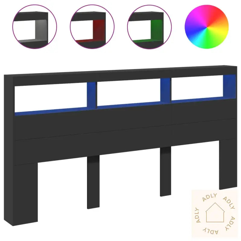 Hodegavl Skap Med Led Svart 200X17X102 Cm