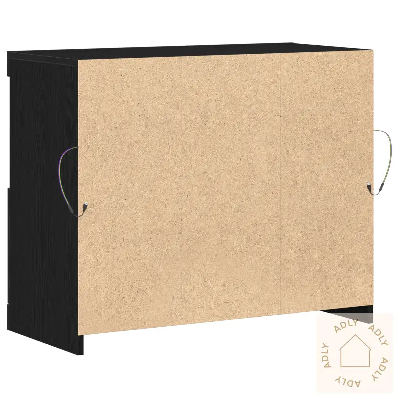 Sideboard Med Led Lys Svart Eik 81X37X67 Cm