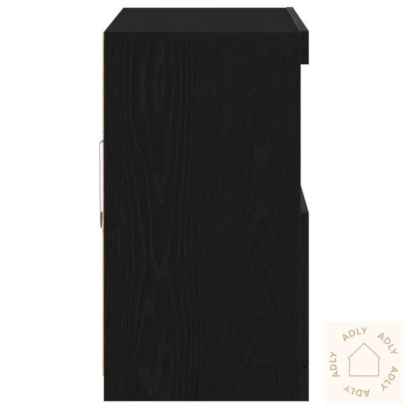 Sideboard Med Led Lys Svart Eik 81X37X67 Cm