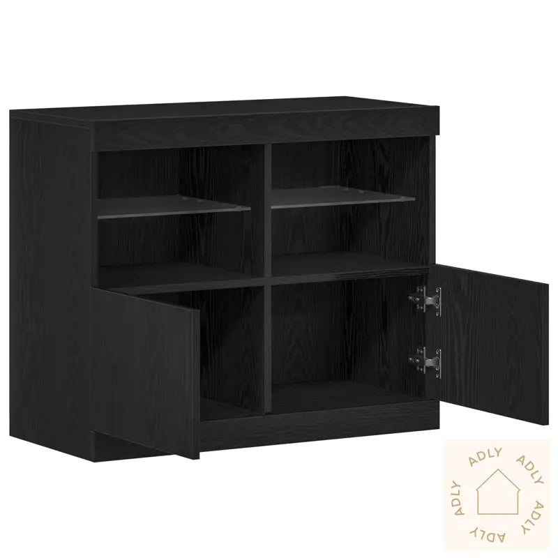 Sideboard Med Led Lys Svart Eik 81X37X67 Cm
