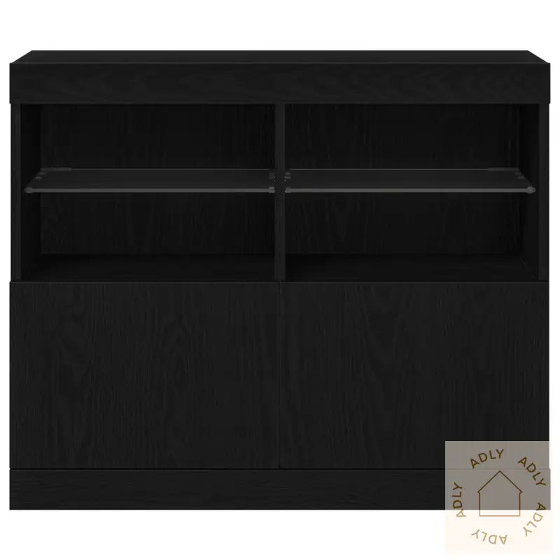 Sideboard Med Led Lys Svart Eik 81X37X67 Cm