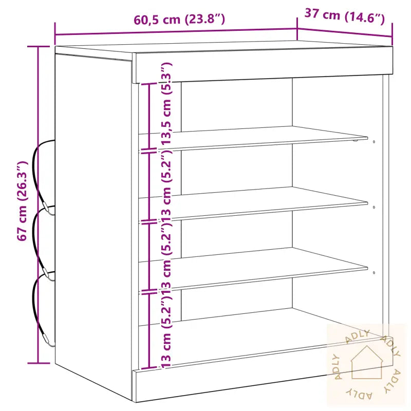 Sideboard Med Led Lys Artisan Eik 60,5X37X67 Cm