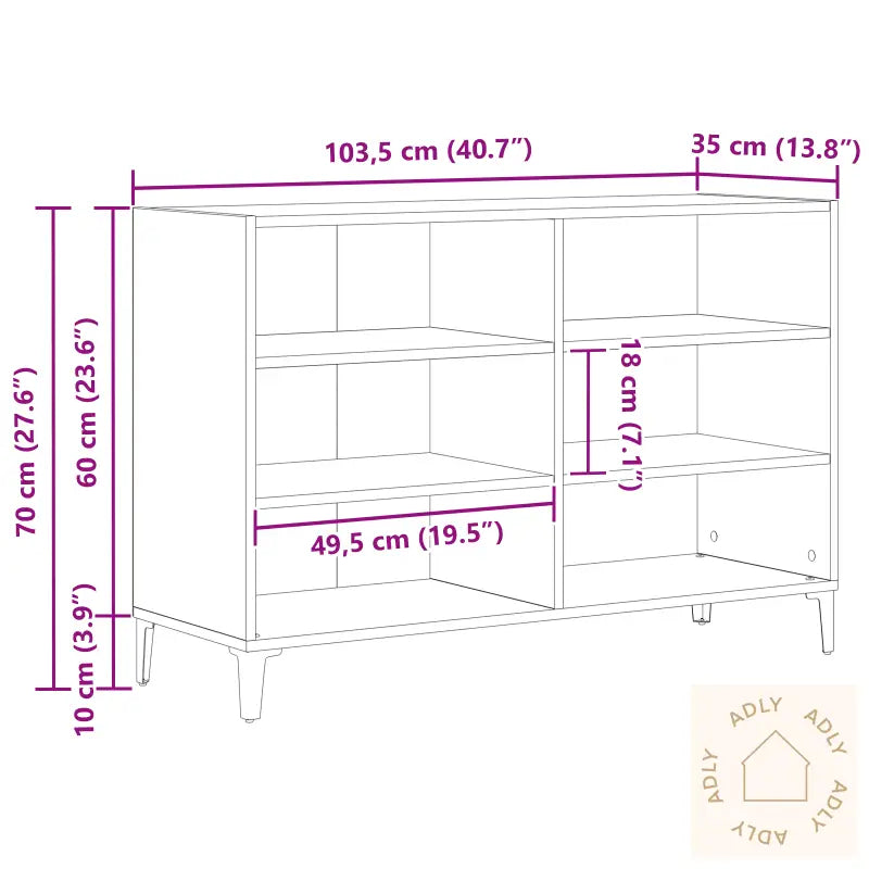 Sideboard I Svart Eik 103,5X35X70 Cm Laget Av Tre
