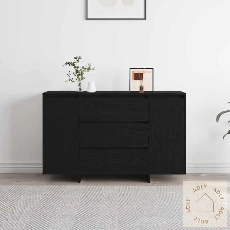 Sideboard Svart Eik 120X41X75 Cm Konstruert Tre