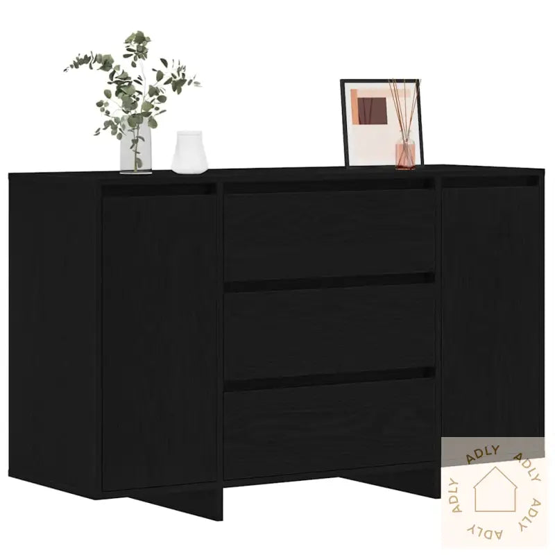 Sideboard Svart Eik 120X41X75 Cm Konstruert Tre