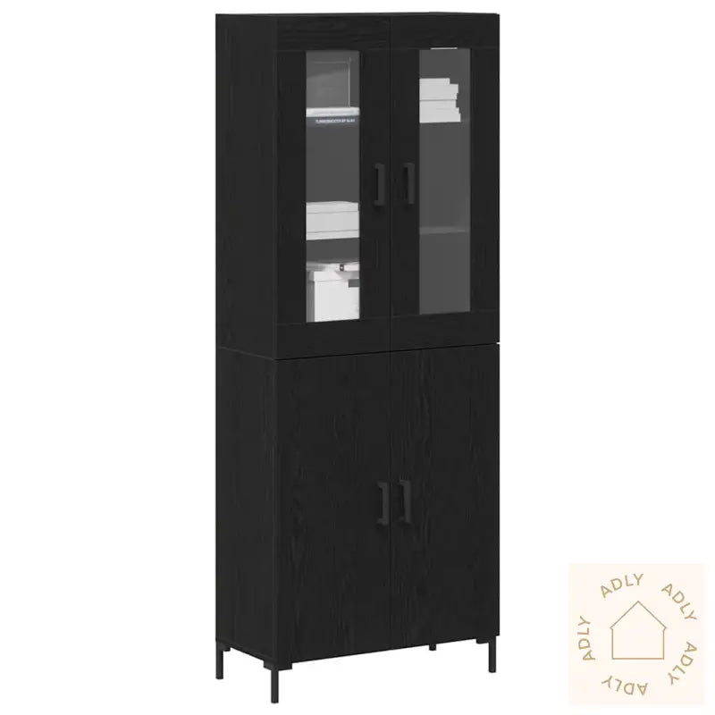 Sideboard Med Veggskap Sort Eik Flislagt Tre