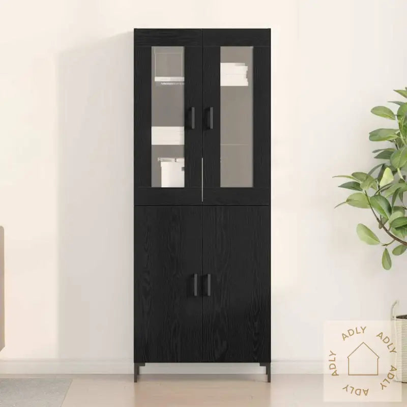 Sideboard Med Veggskap Sort Eik Flislagt Tre