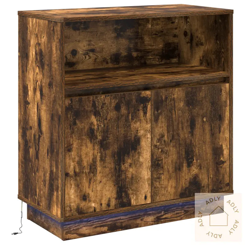 Sideboard Med Led Røkt Eik 71X34,5X75 Cm Konstruert Tre