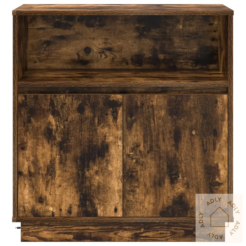 Sideboard Med Led Røkt Eik 71X34,5X75 Cm Konstruert Tre