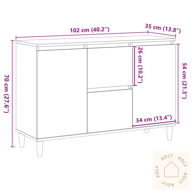 Skap I Svart Eik 101X35X60 Cm, Laget Av Konstruert Tre