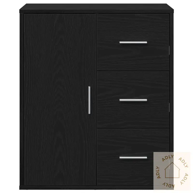 Serviesskap Med Skuff Med Hylle Svart Eik 60 X 31 X 70 Cm Konstruert Tre