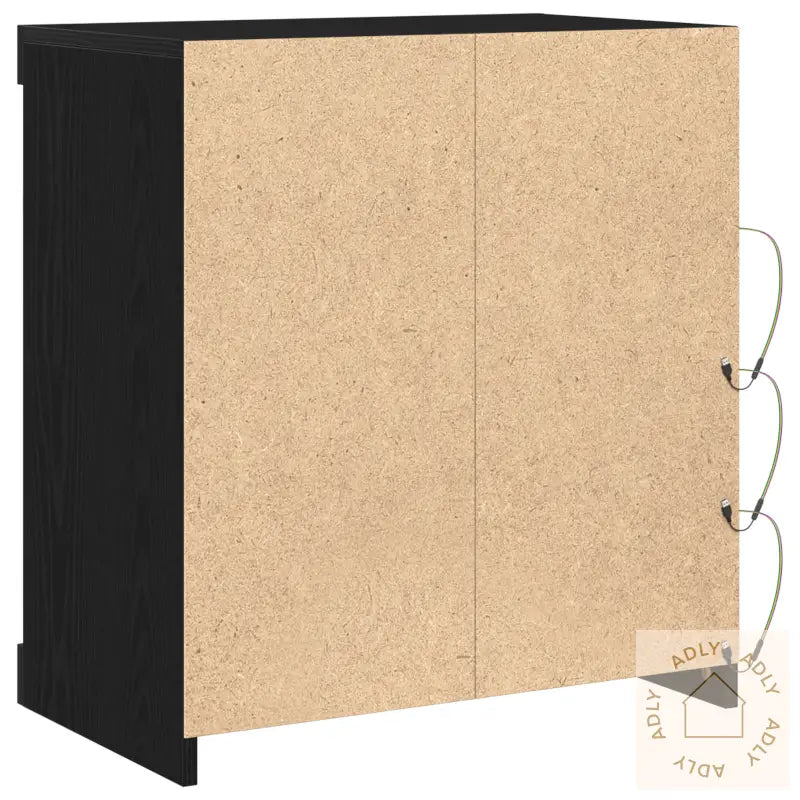 Sideboard Med Led Lys Svart Eik 60,5X37X67 Cm