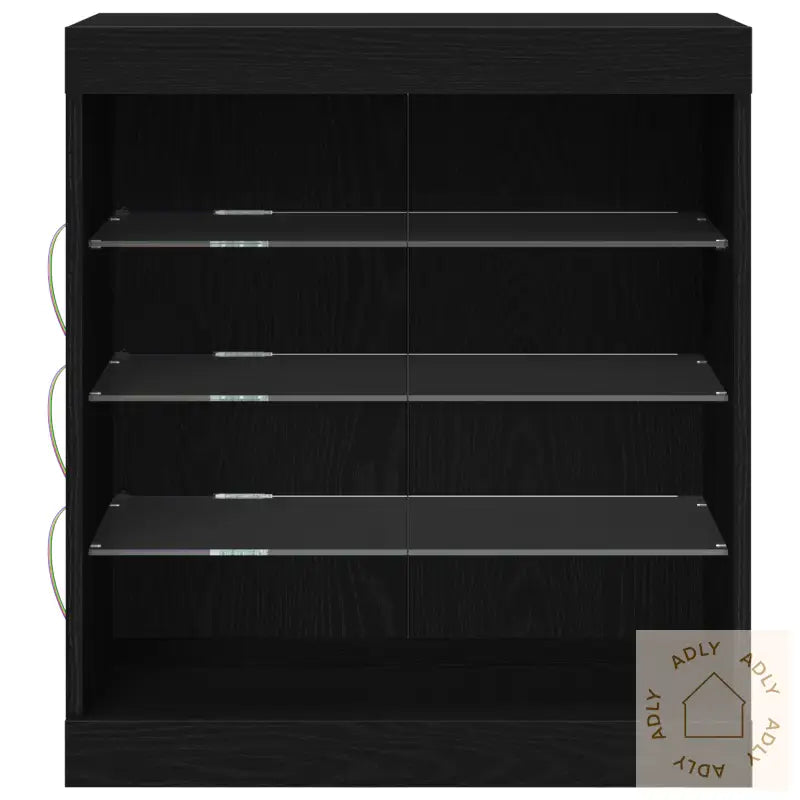 Sideboard Med Led Lys Svart Eik 60,5X37X67 Cm