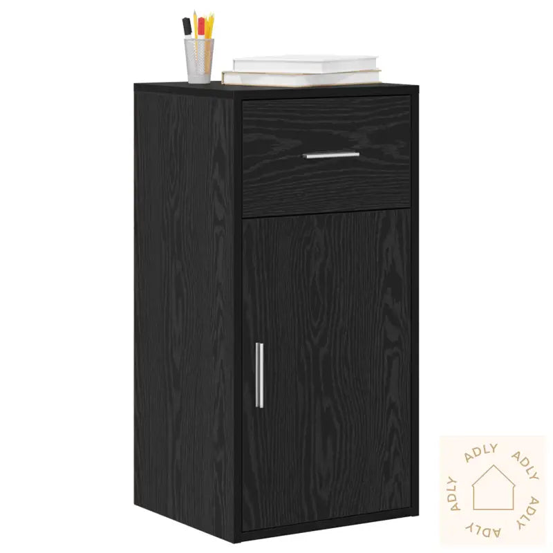 Sort Eik Oppbevaringsskap Sort Eik Mdf Med Sort Eikefiner Medium