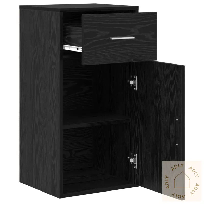 Sort Eik Oppbevaringsskap Sort Eik Mdf Med Sort Eikefiner Medium