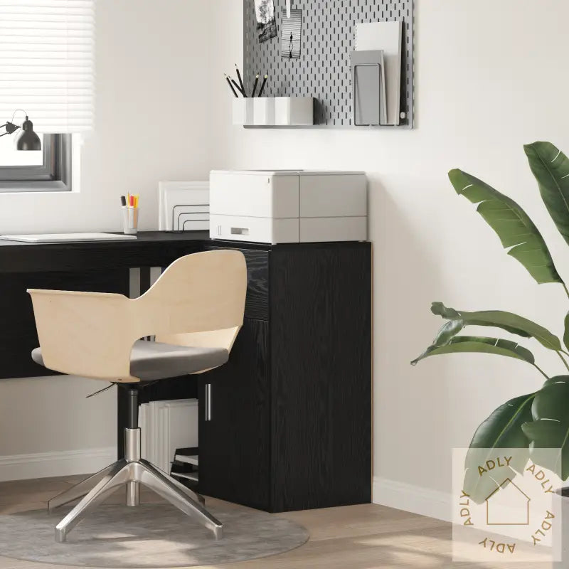 Sort Eik Oppbevaringsskap Sort Eik Mdf Med Sort Eikefiner Medium