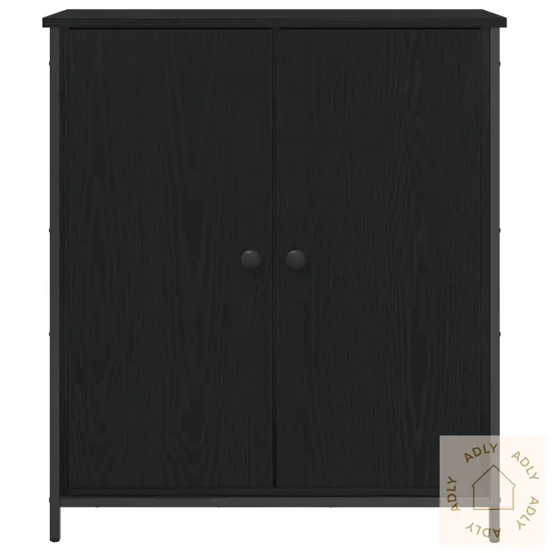 Skap Svart Eik 70X30X80 Cm Konstruert Tre Og Stål