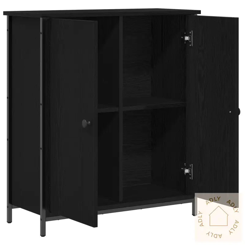Skap Svart Eik 70X30X80 Cm Konstruert Tre Og Stål