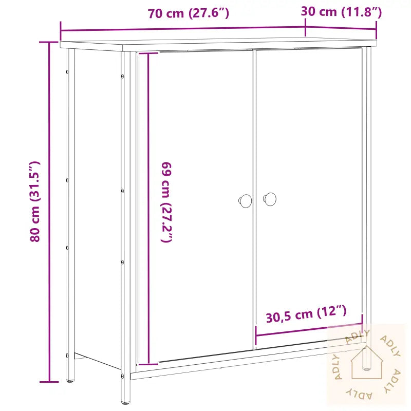 Skap Svart Eik 70X30X80 Cm Konstruert Tre Og Stål