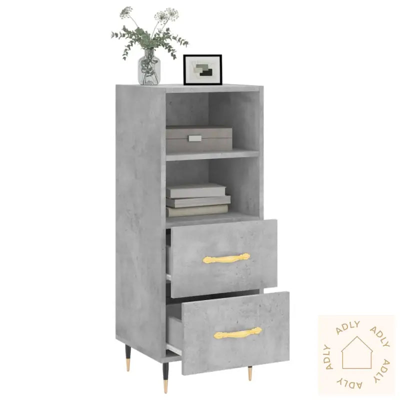 Skjenk Betonggrå 34,5X34X90 Cm Konstruert Tre