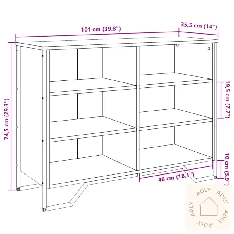 Skjenk Svart 101X35,5X74,5 Cm Konstruert Tre