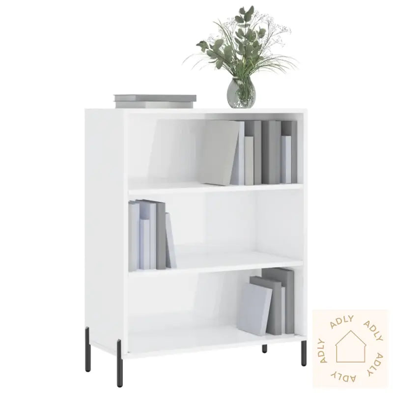 Hylle Høyglans Hvit 69,5X32,5X90 Cm Konstruert Tre