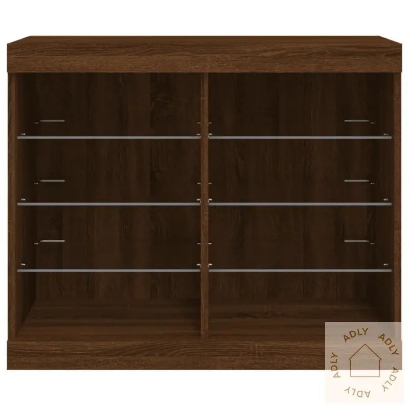 Skjenk Med Led-Lys Brun Eik 81X37X67 Cm