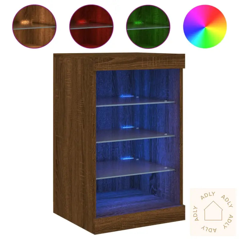 Skjenk Med Led-Lys Brun Eik 41X37X67 Cm