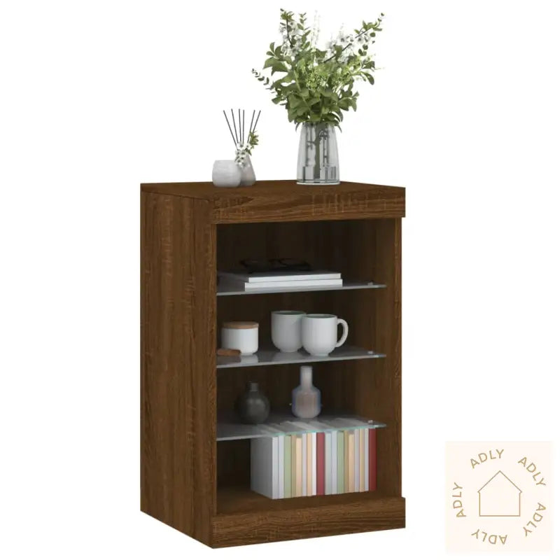 Skjenk Med Led-Lys Brun Eik 41X37X67 Cm