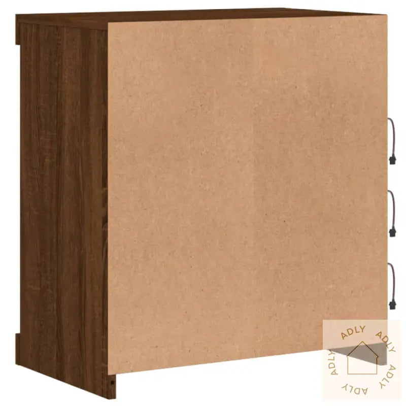 Skjenk Med Led-Lys Brun Eik 60,5X37X67 Cm