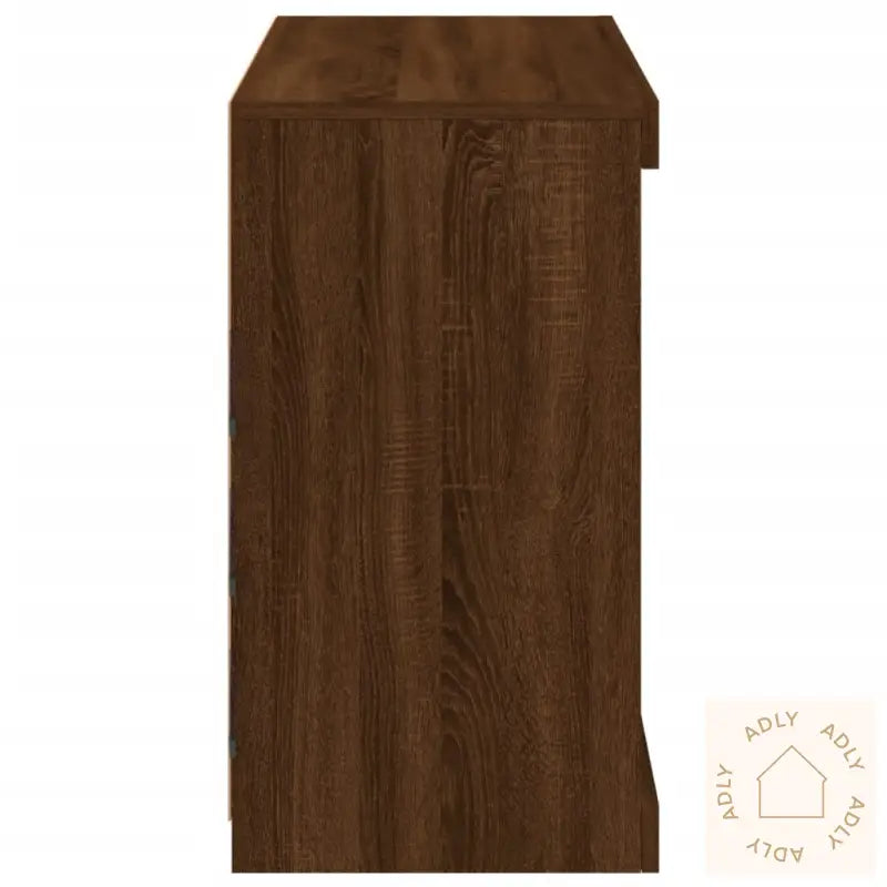 Skjenk Med Led-Lys Brun Eik 81X37X67 Cm