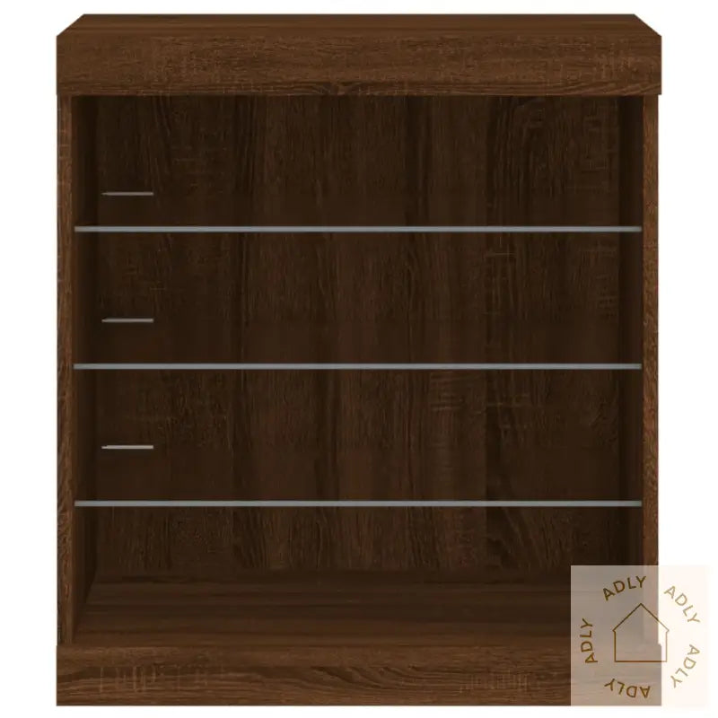 Skjenk Med Led-Lys Brun Eik 60,5X37X67 Cm