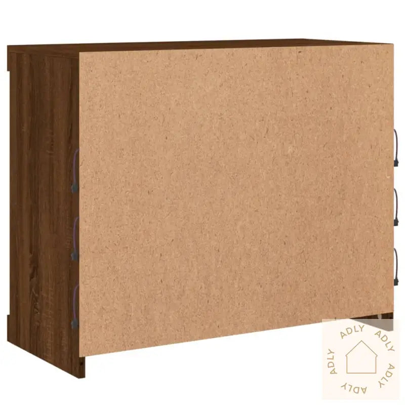 Skjenk Med Led-Lys Brun Eik 81X37X67 Cm